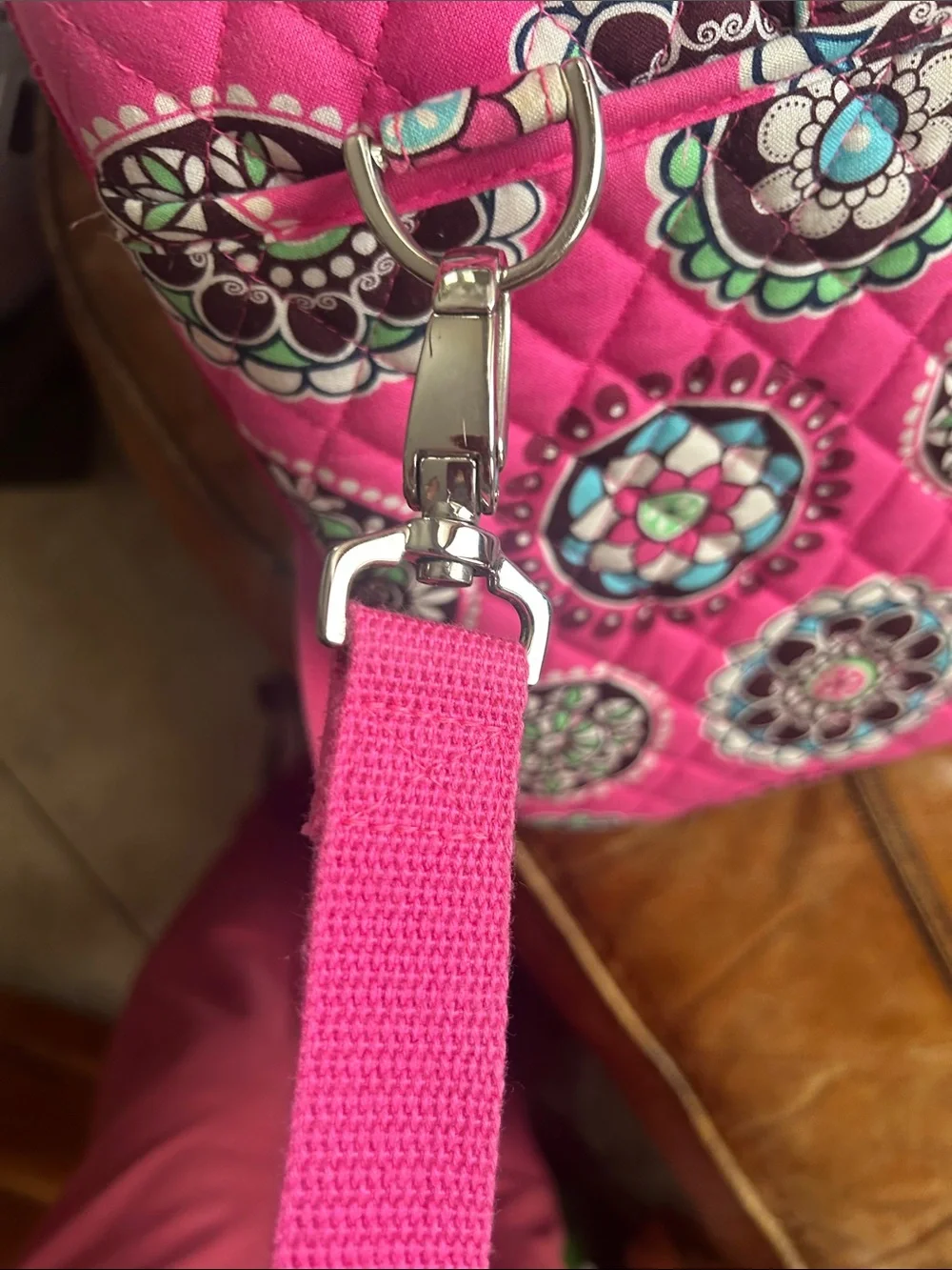 Vera Bradley Hot Pink Quilted Floral Laptop Tote VGUC